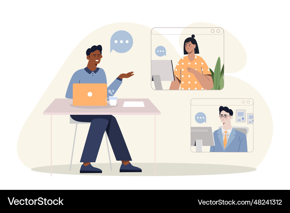 Man with distant work concept Man with distant work concept vector image