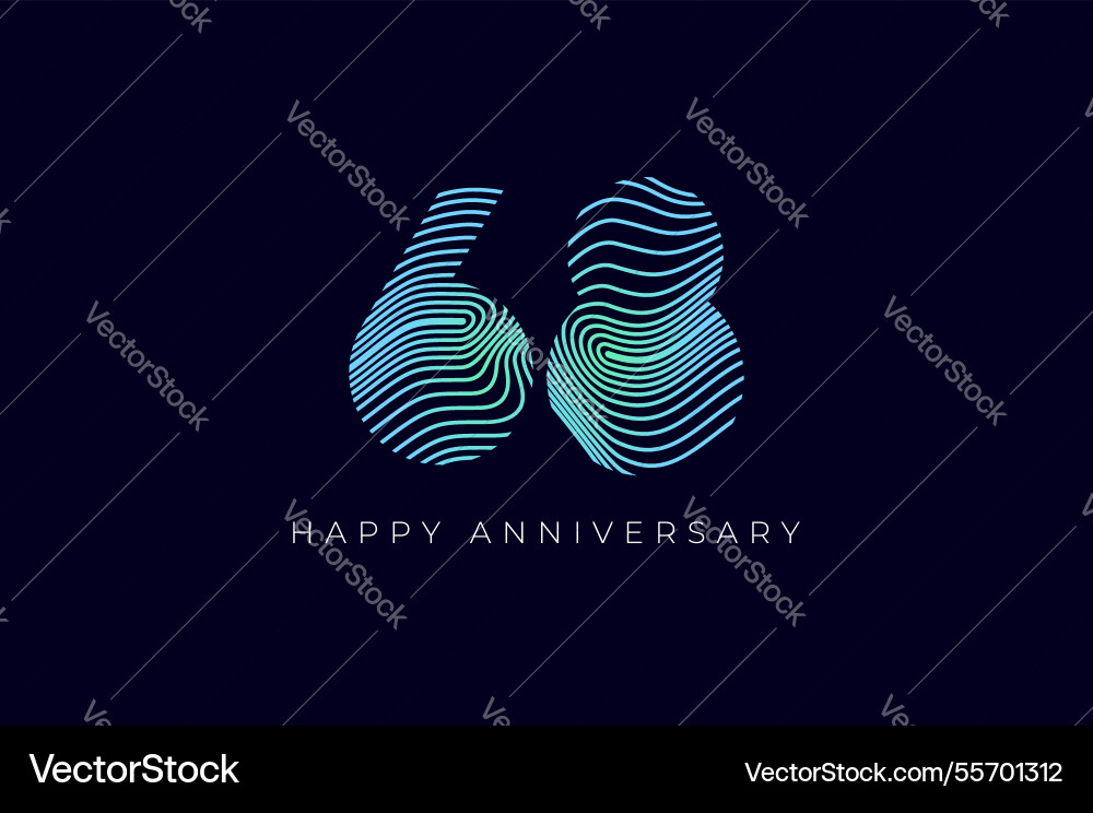 Numeric design with line curve 68th happy Numeric design with line curve 68th happy vector image