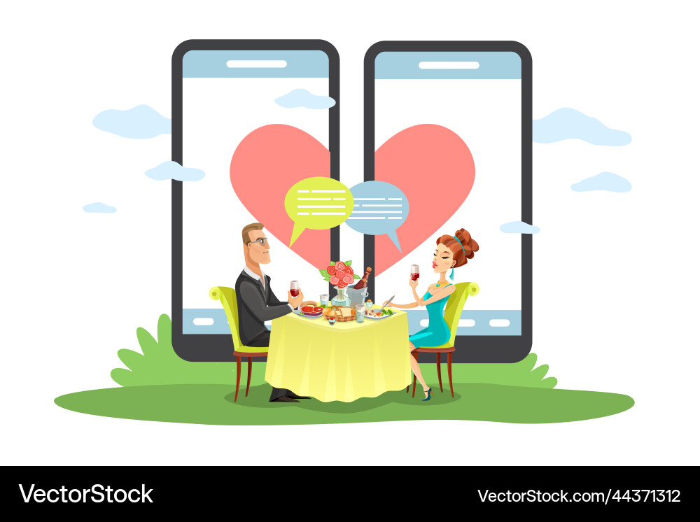 Online dating mobile application for remote vector image