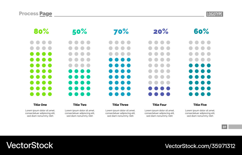 Percentage chart with five elements Vector Image