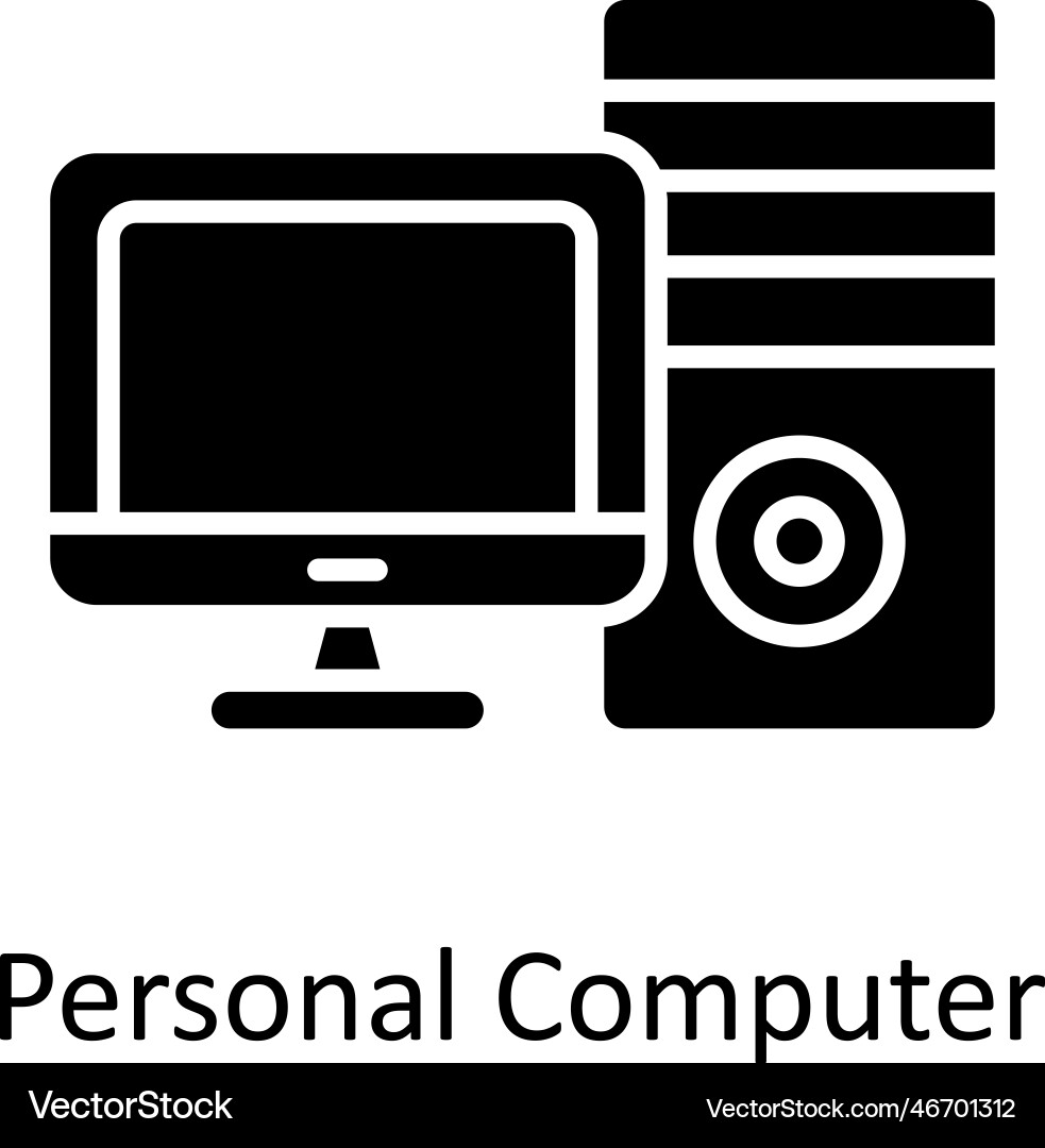 Personal computer solid icons simple sto Vector Image