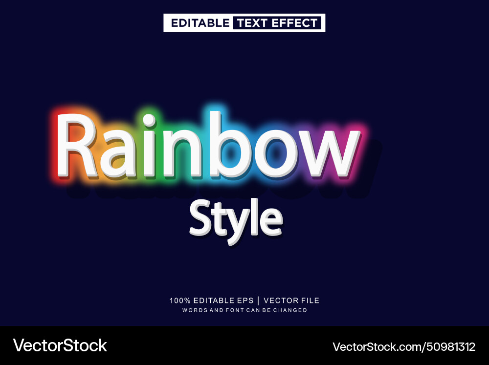 Rainbow text effect editable template Royalty Free Vector