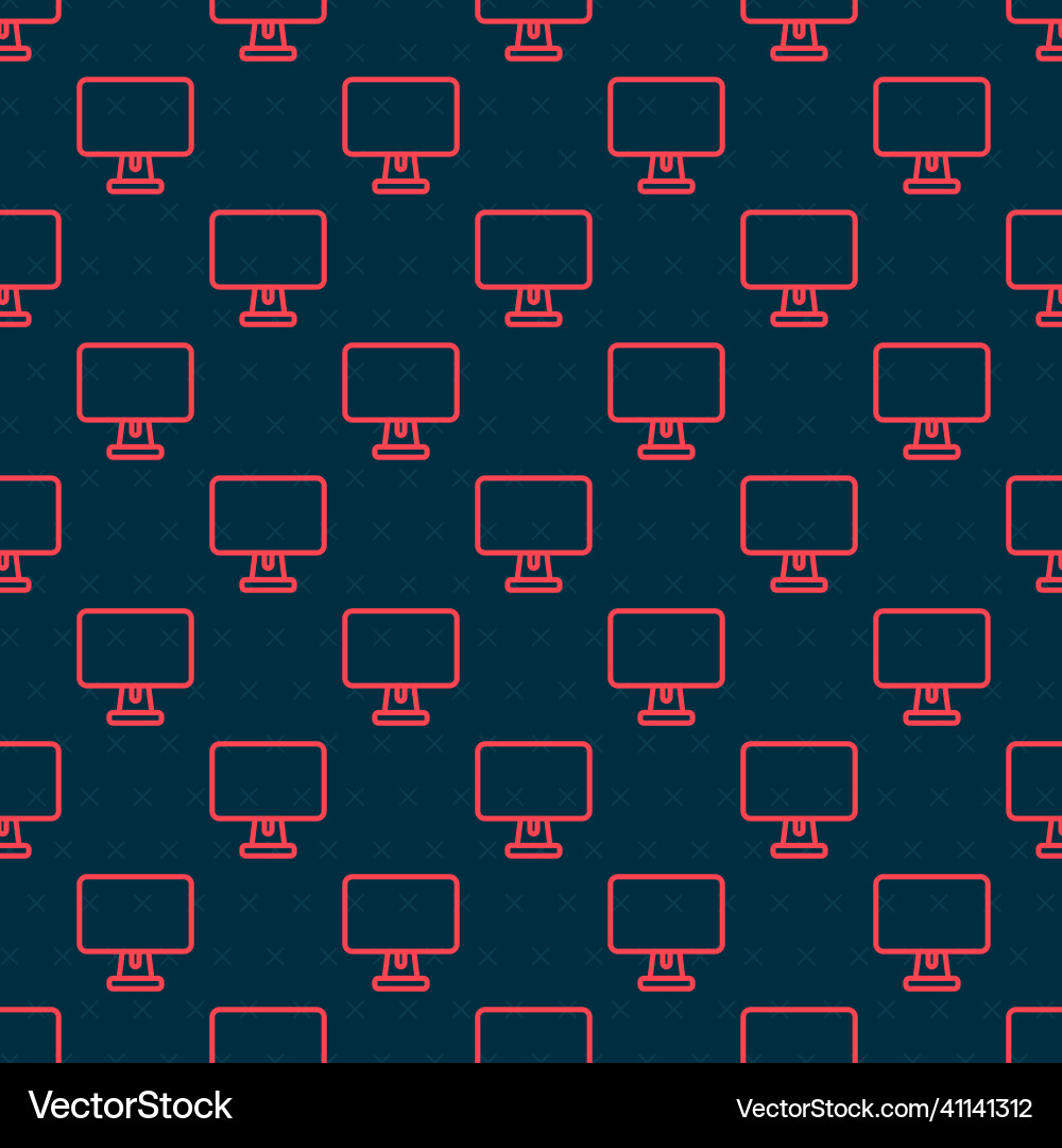 Red line computer monitor screen icon isolated Red line computer monitor screen icon isolated vector image