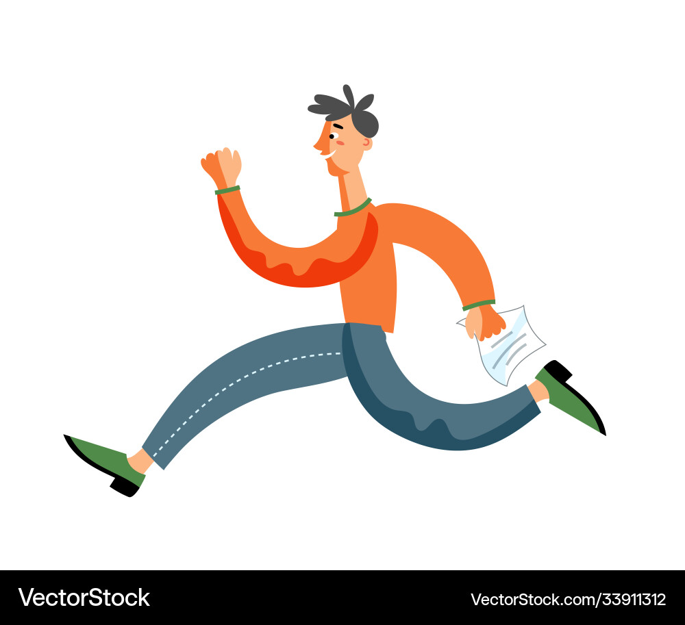 Running man with document isolated on white space Running man with document isolated on white space vector image