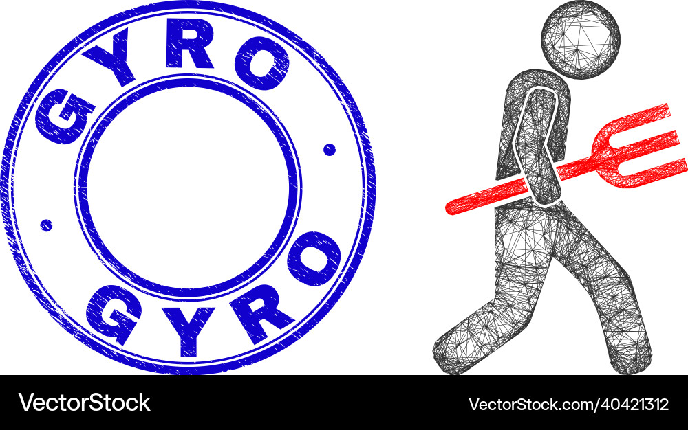 Scratched gyro seal and linear irregular mesh fork Scratched gyro seal and linear irregular mesh fork vector image