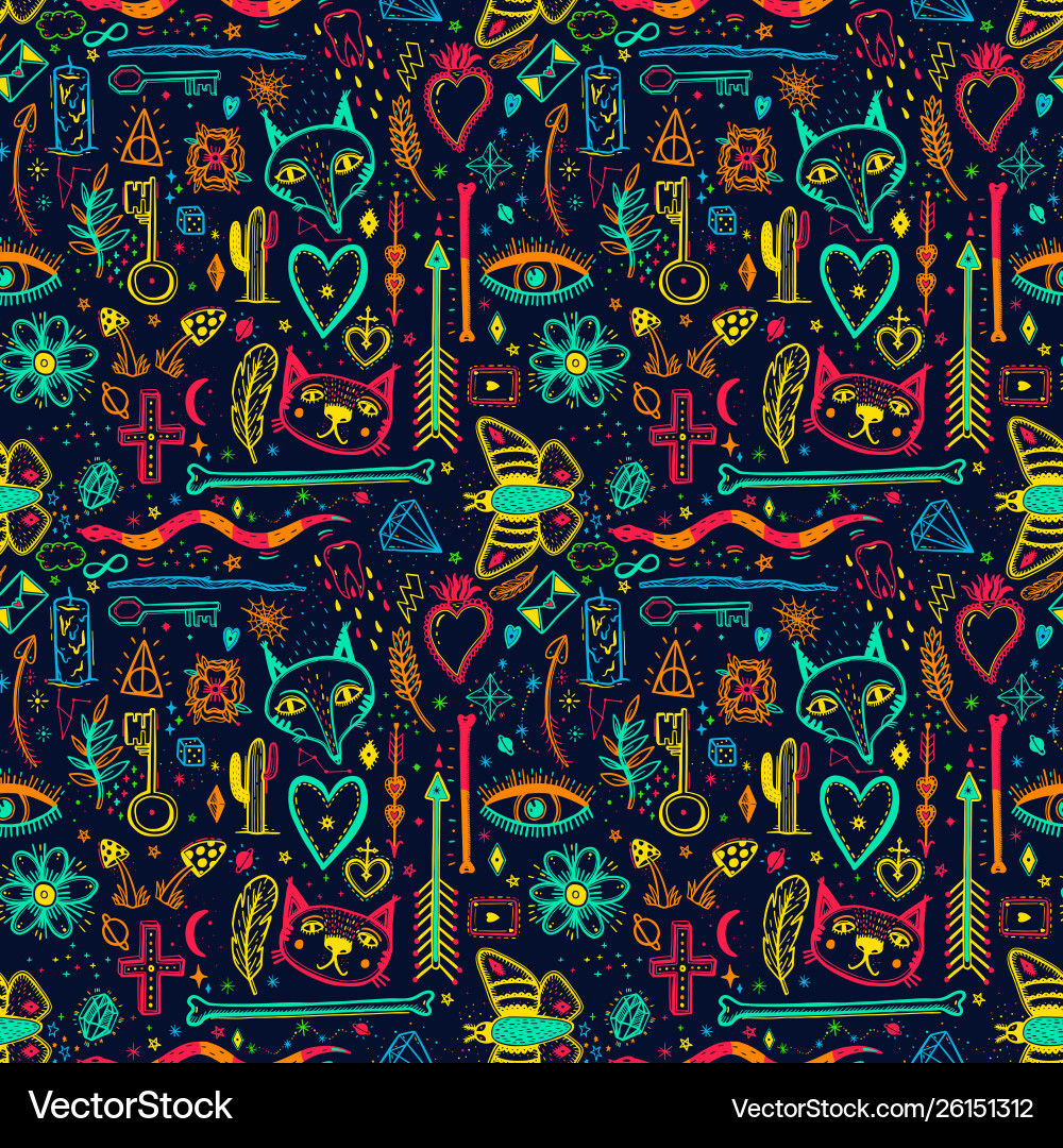 Seamless pattern with magical mystical Seamless pattern with magical mystical vector image