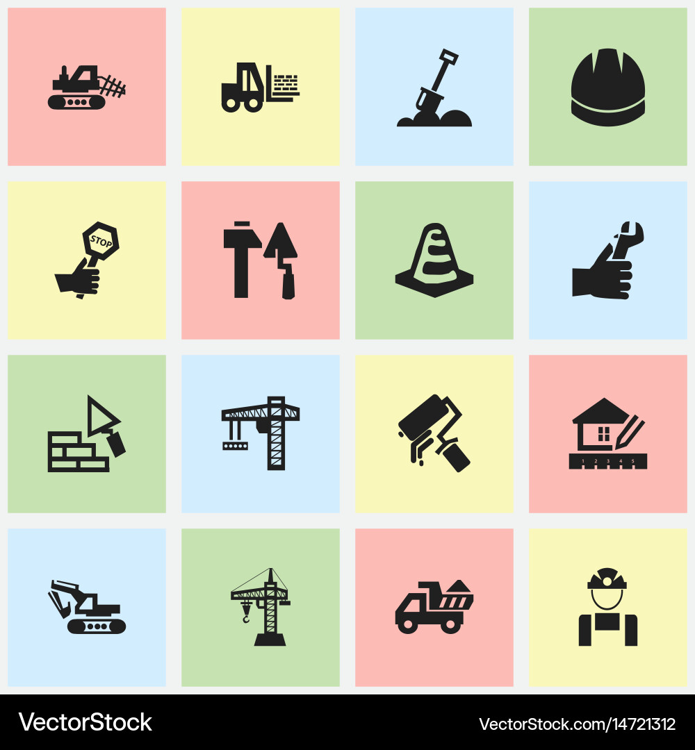 Set of 16 editable structure icons includes vector image