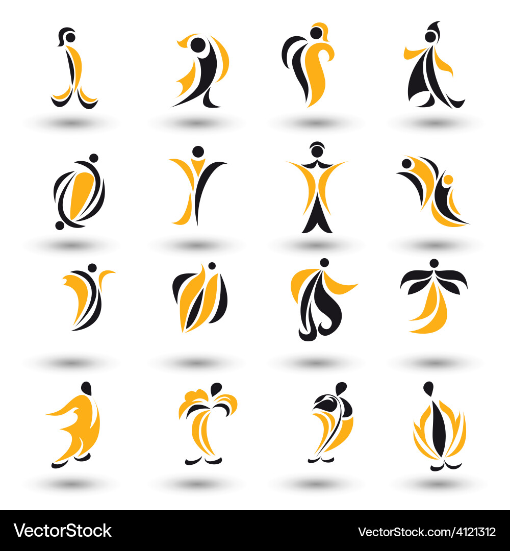 Set of different yellow abstract flat elements vector image