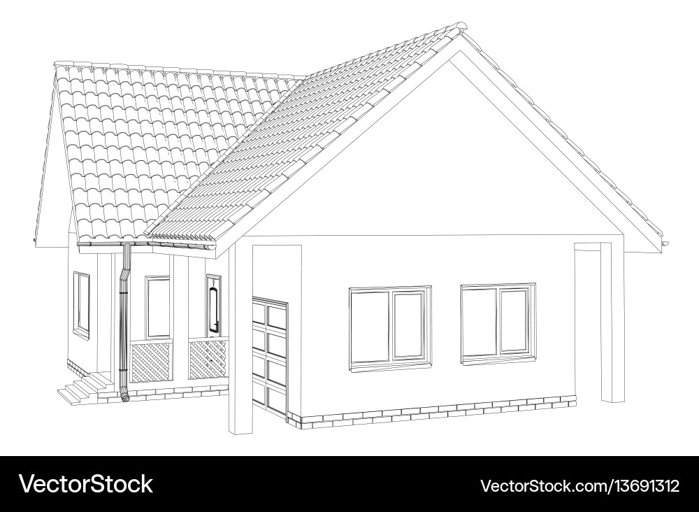 Simple Wireframe Building Vector Image