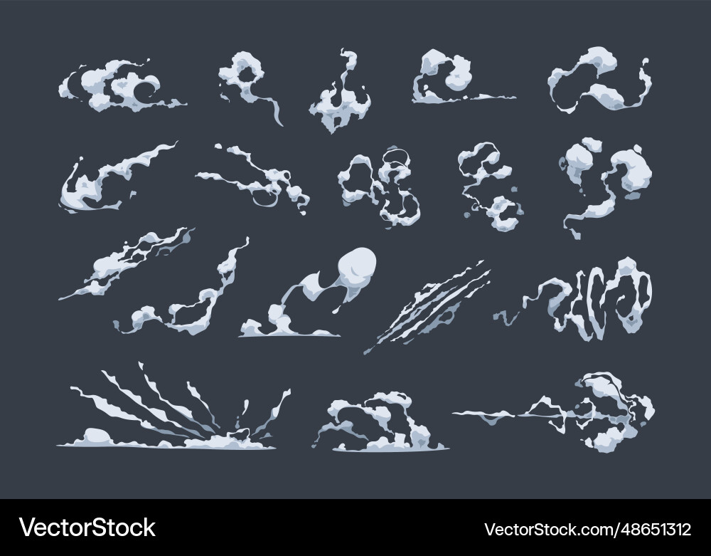 Smoke cartoon effect comic steam and dust stream Vector Image