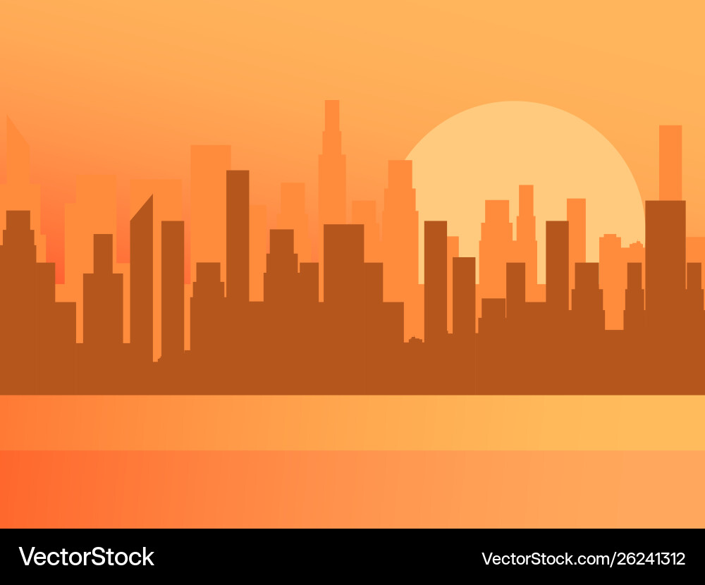 Stadt Sonnenaufgang Kontur Wolkenkratzer Panorama Stadt Sonnenaufgang Kontur Wolkenkratzer Panorama vektorbild