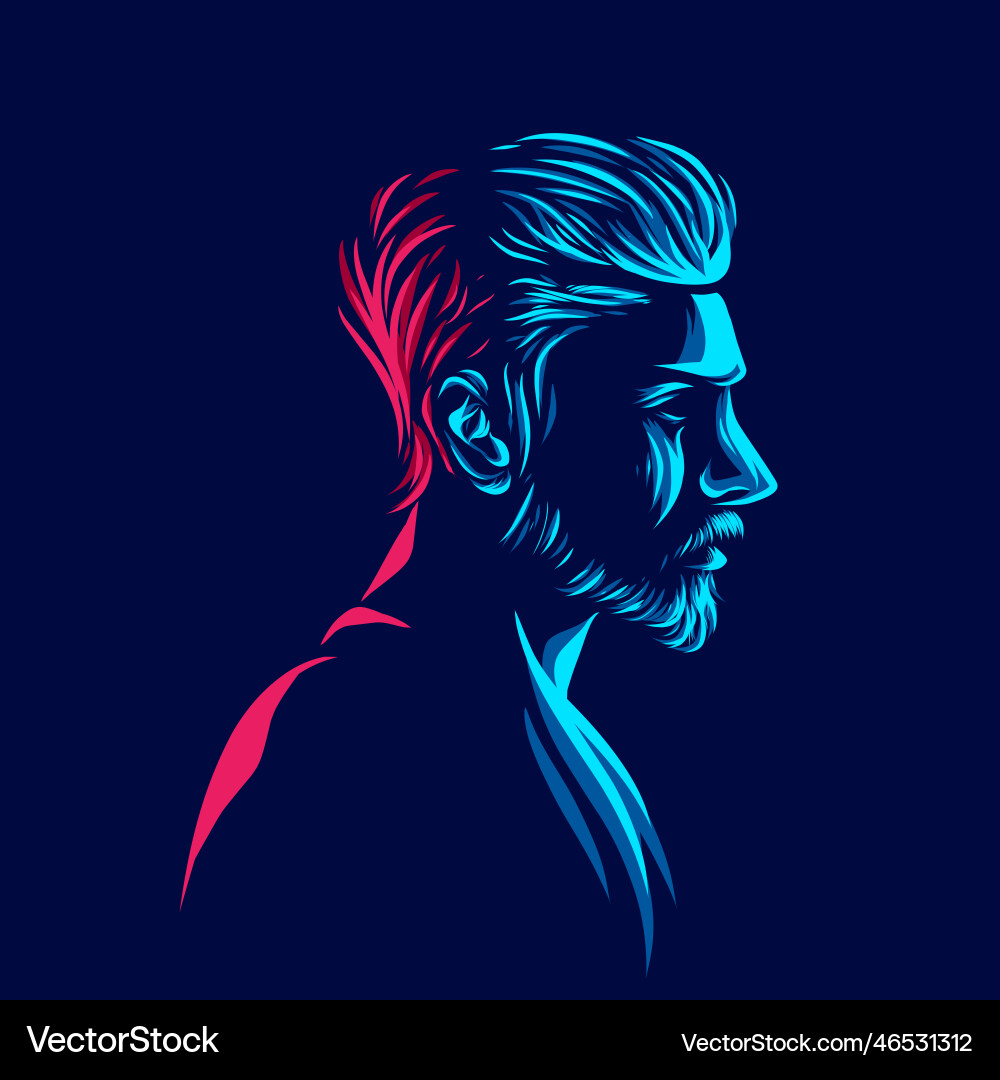 Undercut pompadour man logo line pop art portrait Vector Image