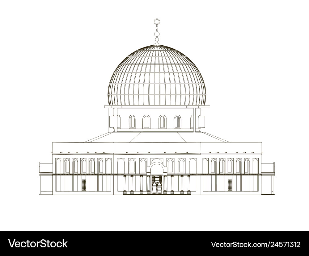 Wireframe of the building with a dome outline Wireframe of the building with a dome outline vector image