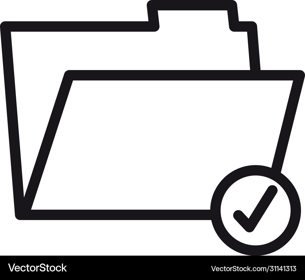 Cyber security concept folder with check mark vector image