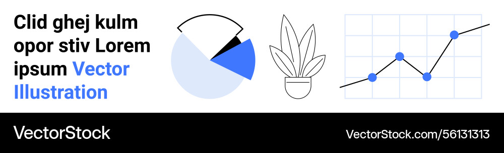 Data visualization with pie chart growth line Data visualization with pie chart growth line Vector Image