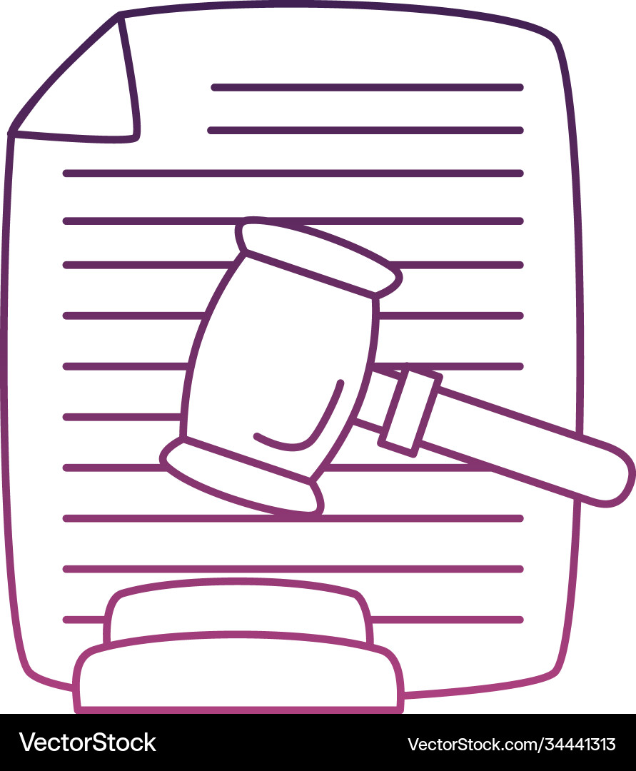 Hammer judge with document line style icon vector image