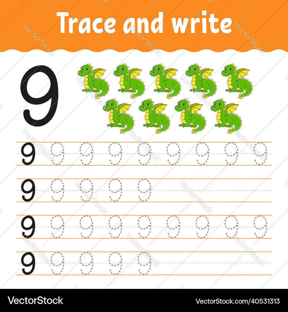 Learn numbers trace and write handwriting Vector Image