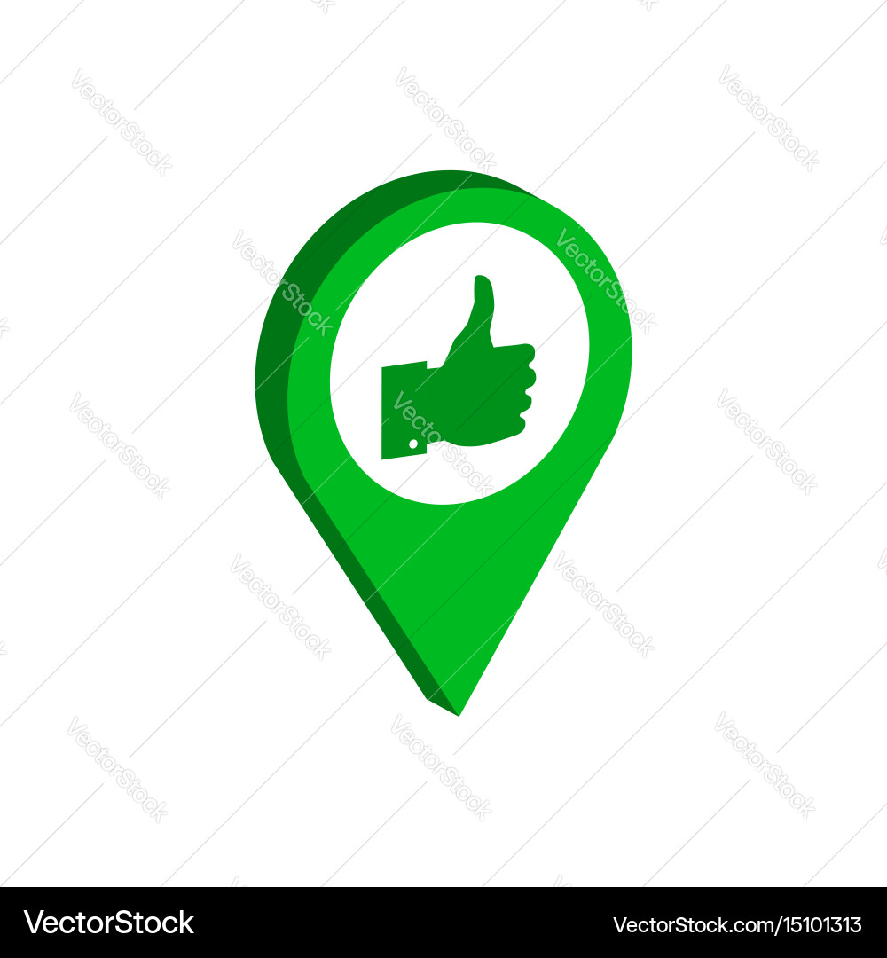 Map pointer with thumb up symbol flat isometric vector image