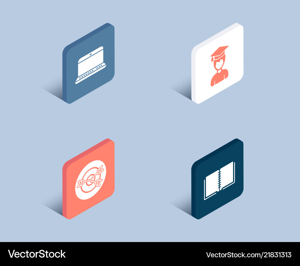 Notebook student and targeting icons book sign Notebook student and targeting icons book sign vector image