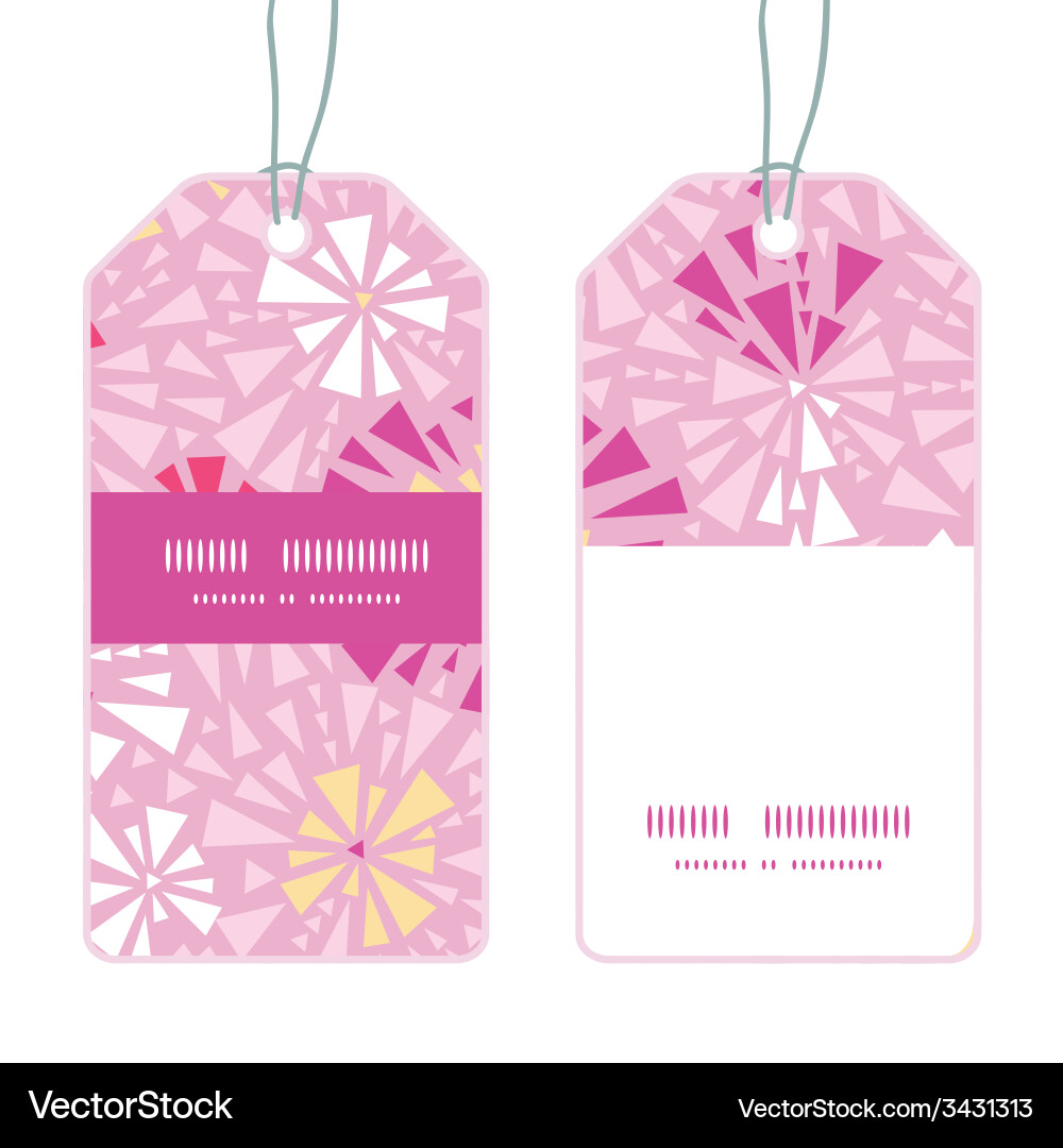 Pink abstract triangles vertical stripe frame vector image