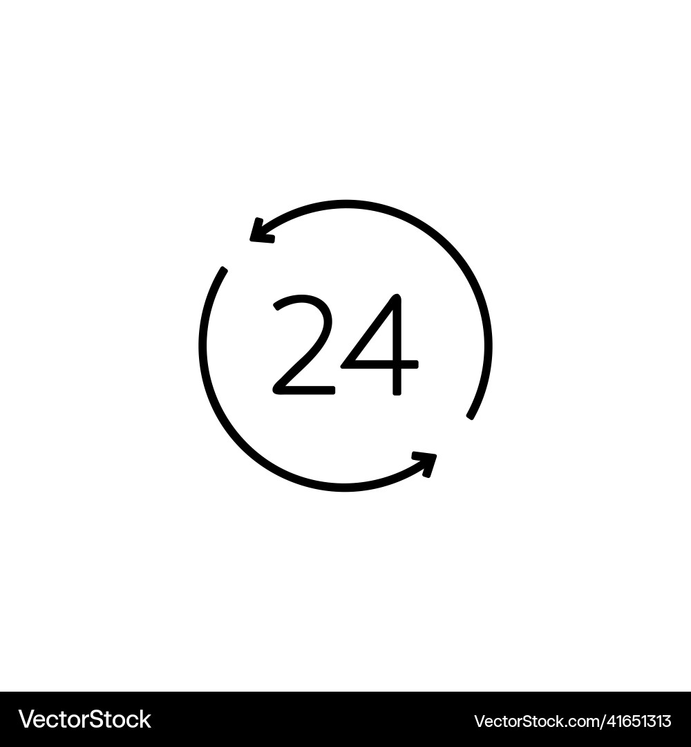 Round the clock icon 24 hours working linear Round the clock icon 24 hours working linear vector image