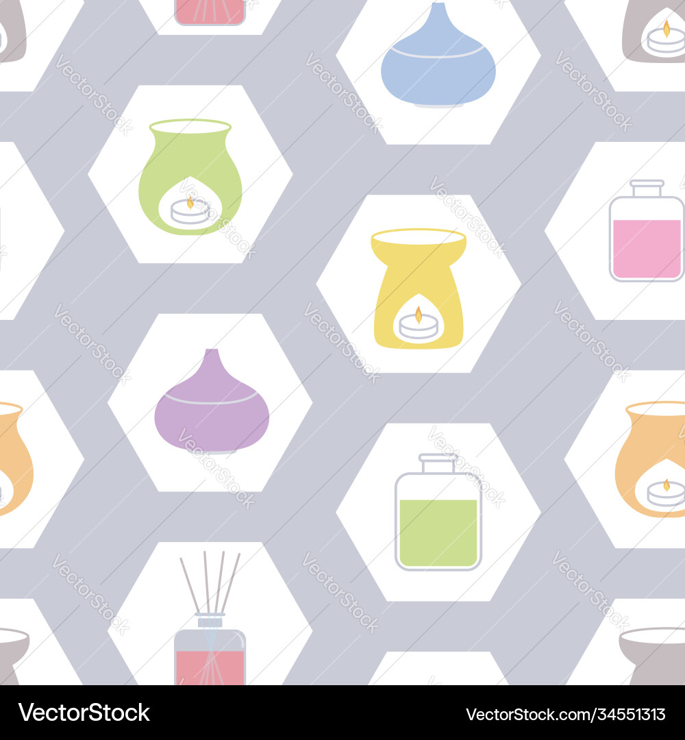 Seamless pattern scent diffusers with hexagons Vector Image