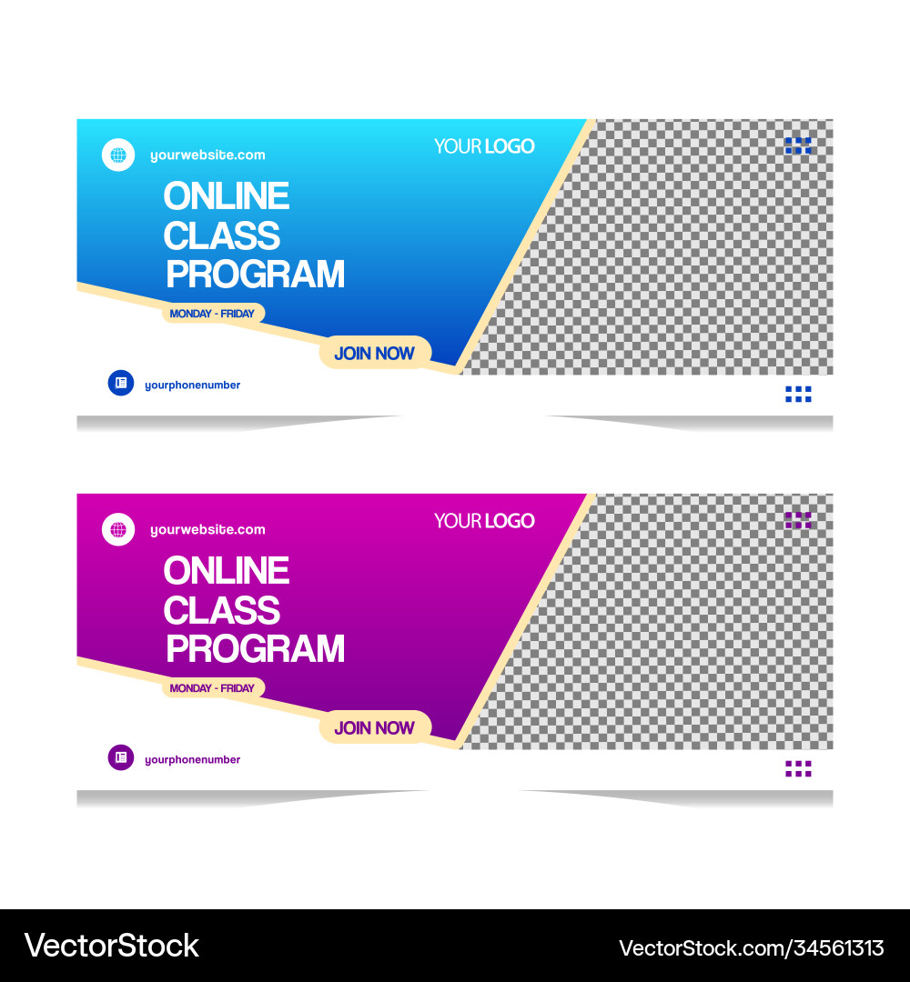 Simple horizontal banner online class program Simple horizontal banner online class program vector image