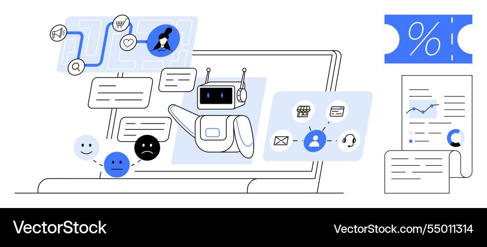 Artificial intelligence chatbot engaging Vector Image