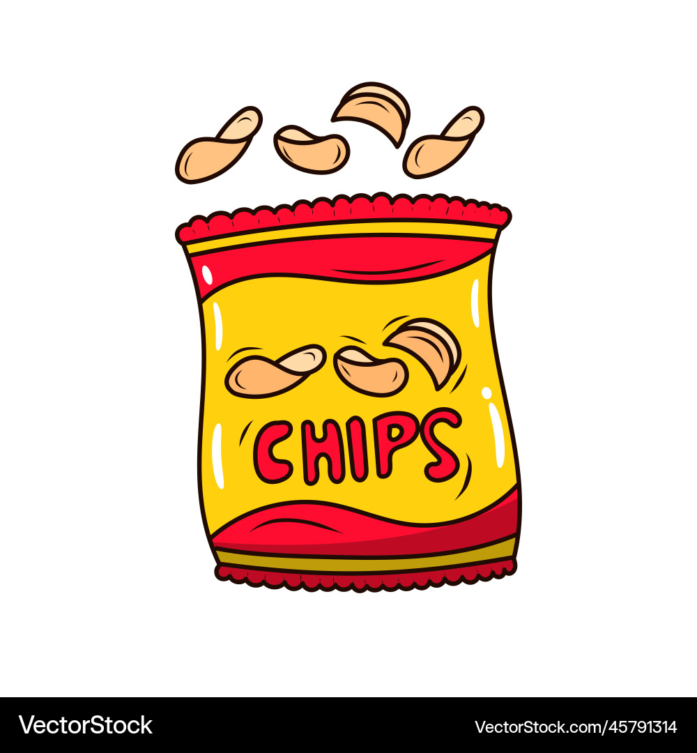 Bag of chips in cute cartoon style Bag of chips in cute cartoon style vector image