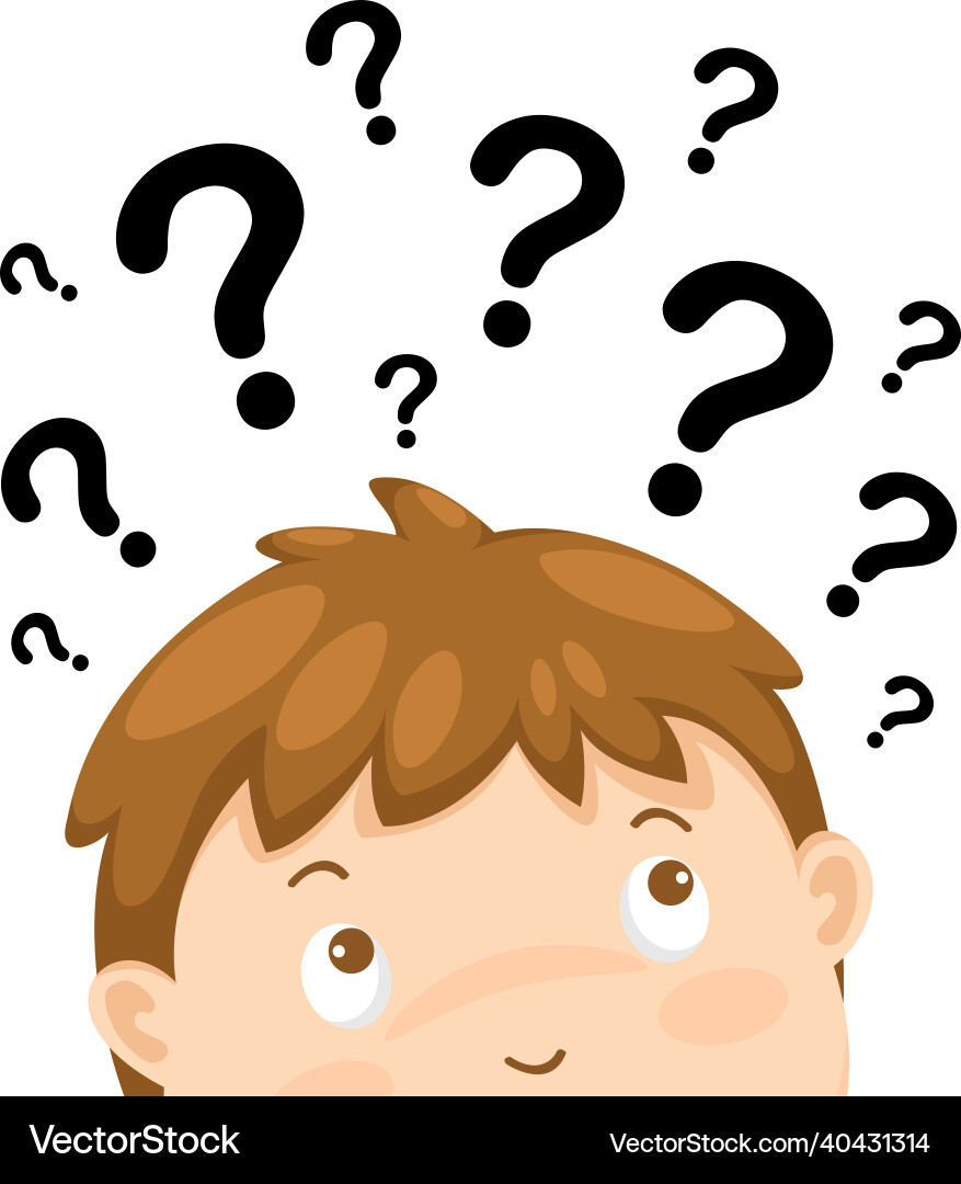 Boy thinking with question marks Boy thinking with question marks vector image