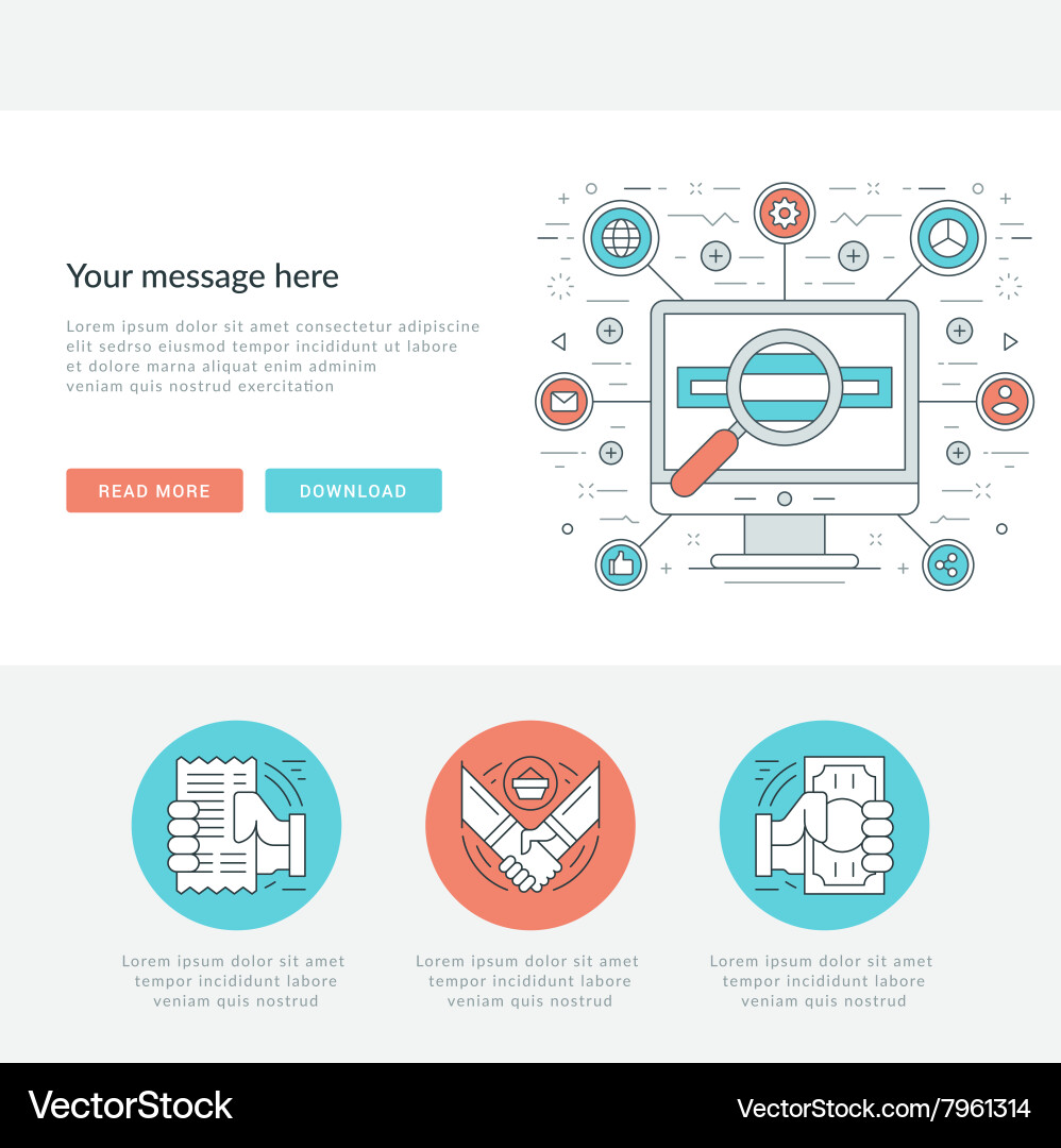 Business Line Icons - Web Header vector image