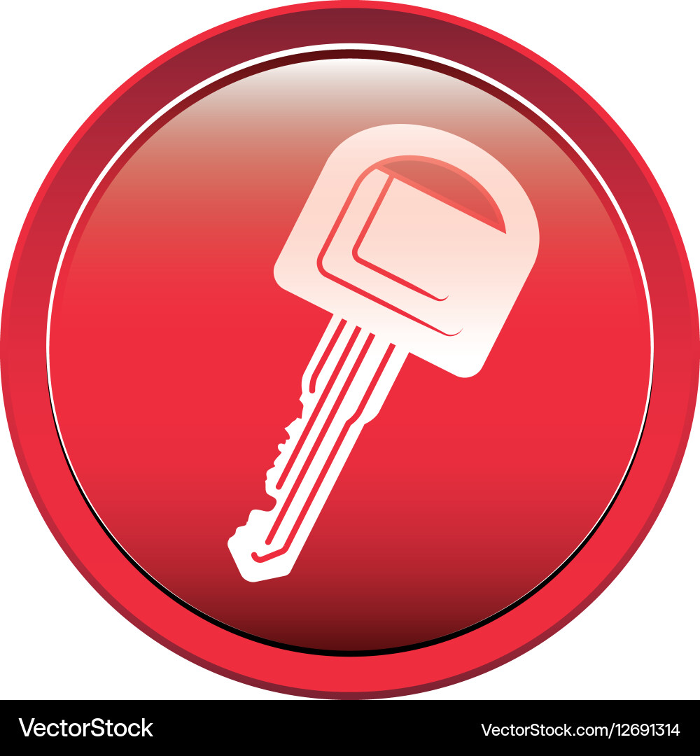 Button shape with silhouette key vector image