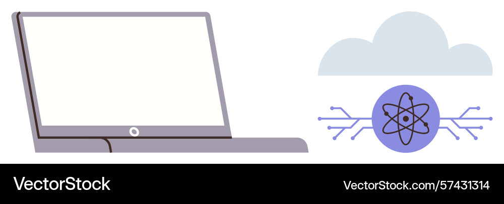 Cloud computing and quantum innovation with laptop vector image