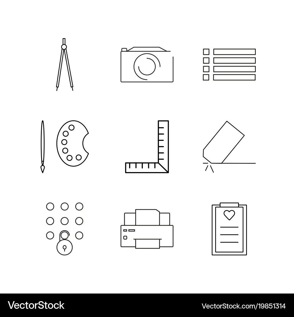 Essential linear icon set simple outline icons vector image