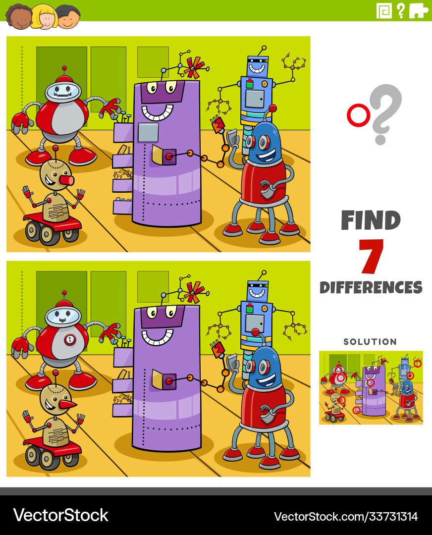 Find the Differences - Robot Adventure Vector Image