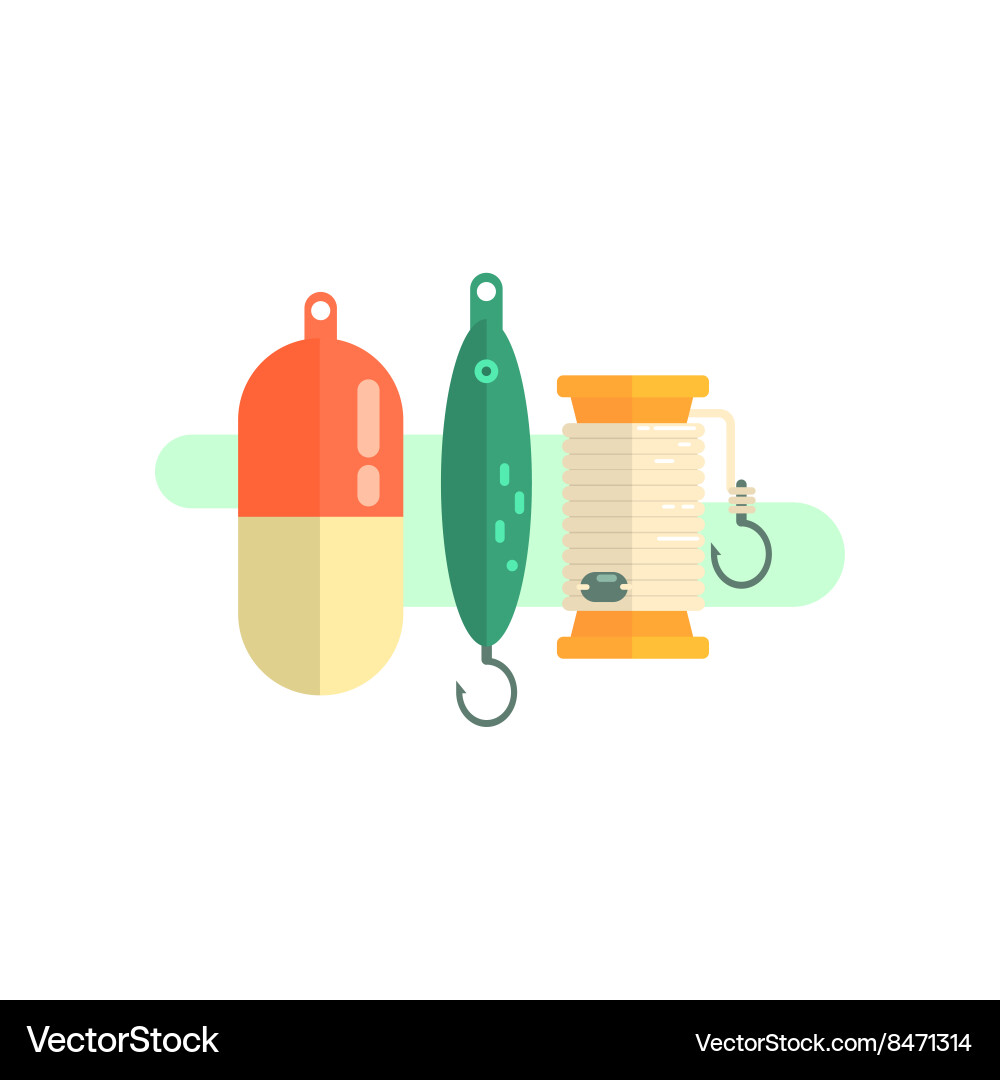 Fishing related objects set Vector Image