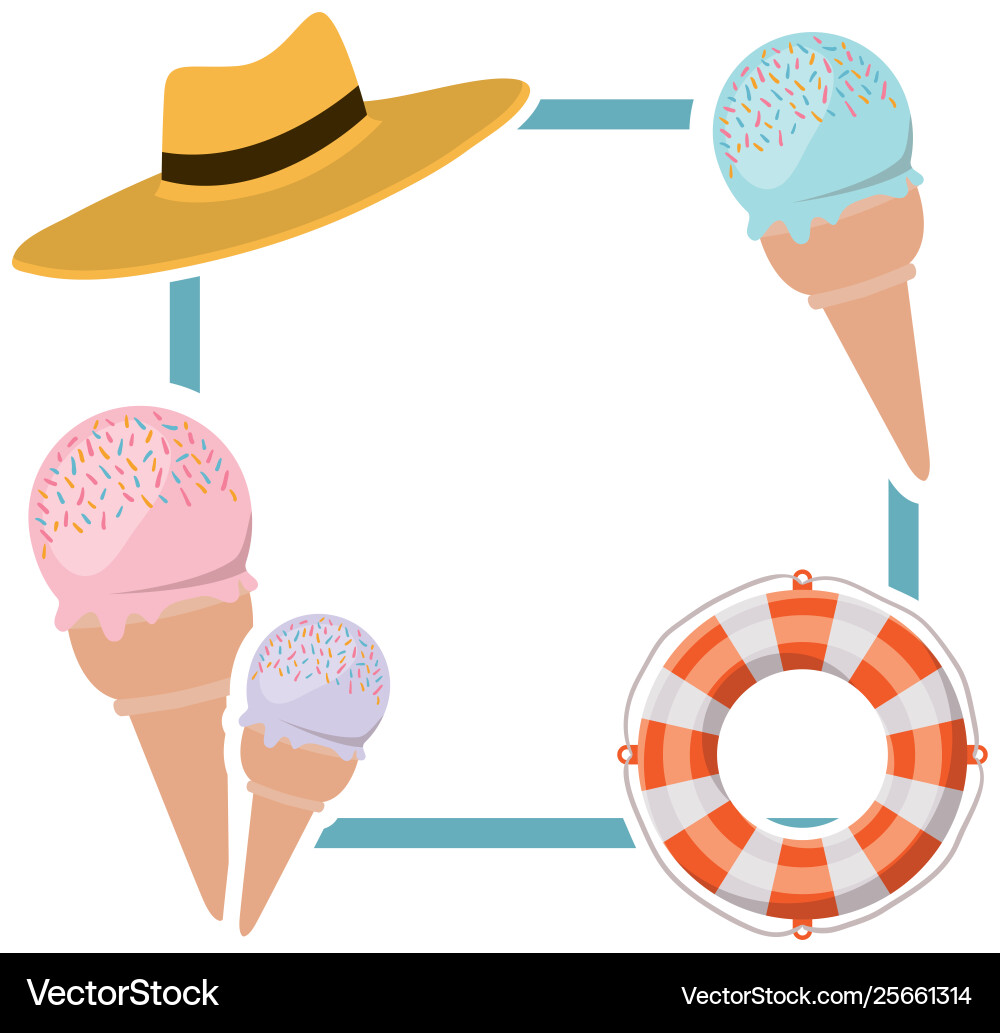 Frame with summer objects in white background Frame with summer objects in white background vector image