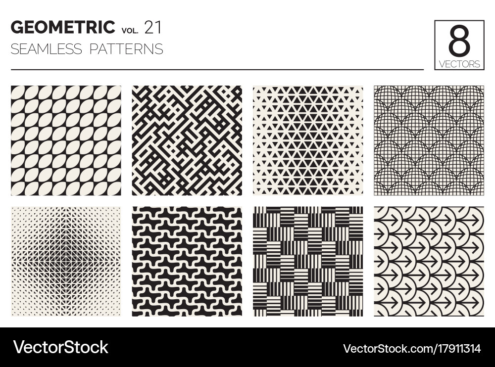 Geometric Seamless Patterns - Minimalist vector image