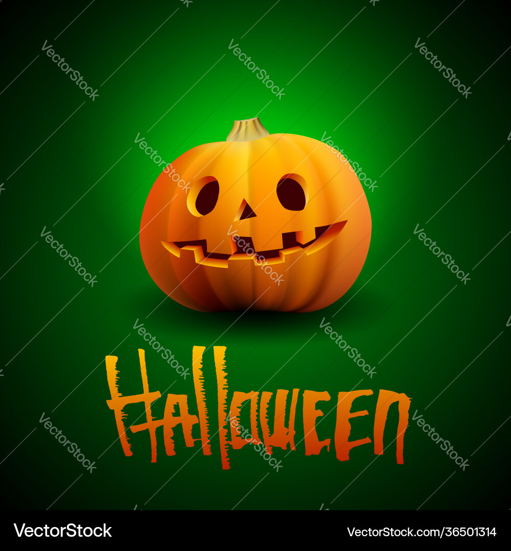 Halloween pumpkin carved portrait with spooky face Halloween pumpkin carved portrait with spooky face vector image