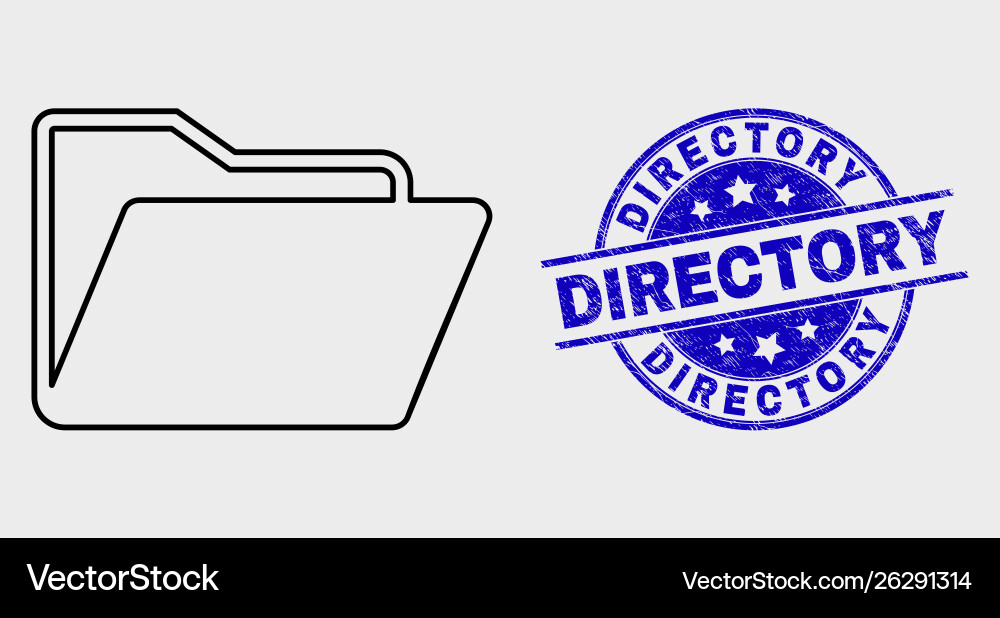 Line folder icon and scratched directory Line folder icon and scratched directory vector image
