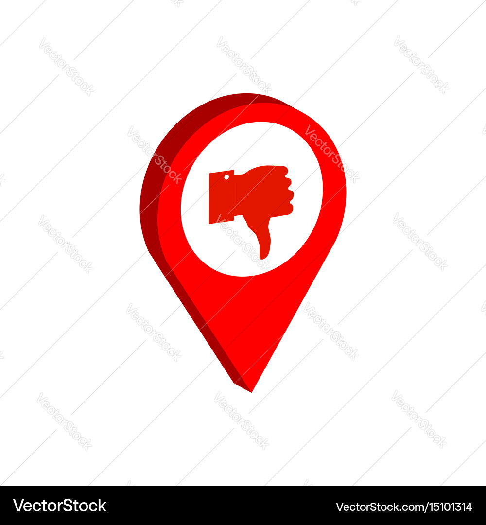 Map pointer with thumb down symbol flat isometric Vector Image
