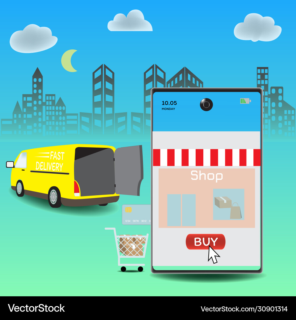 Online-Lieferservicekonzept Logistik Online-Lieferservicekonzept Logistik vektorbild