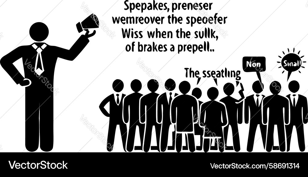 Orator addressing crowd with speech bubble quotes Vector Image