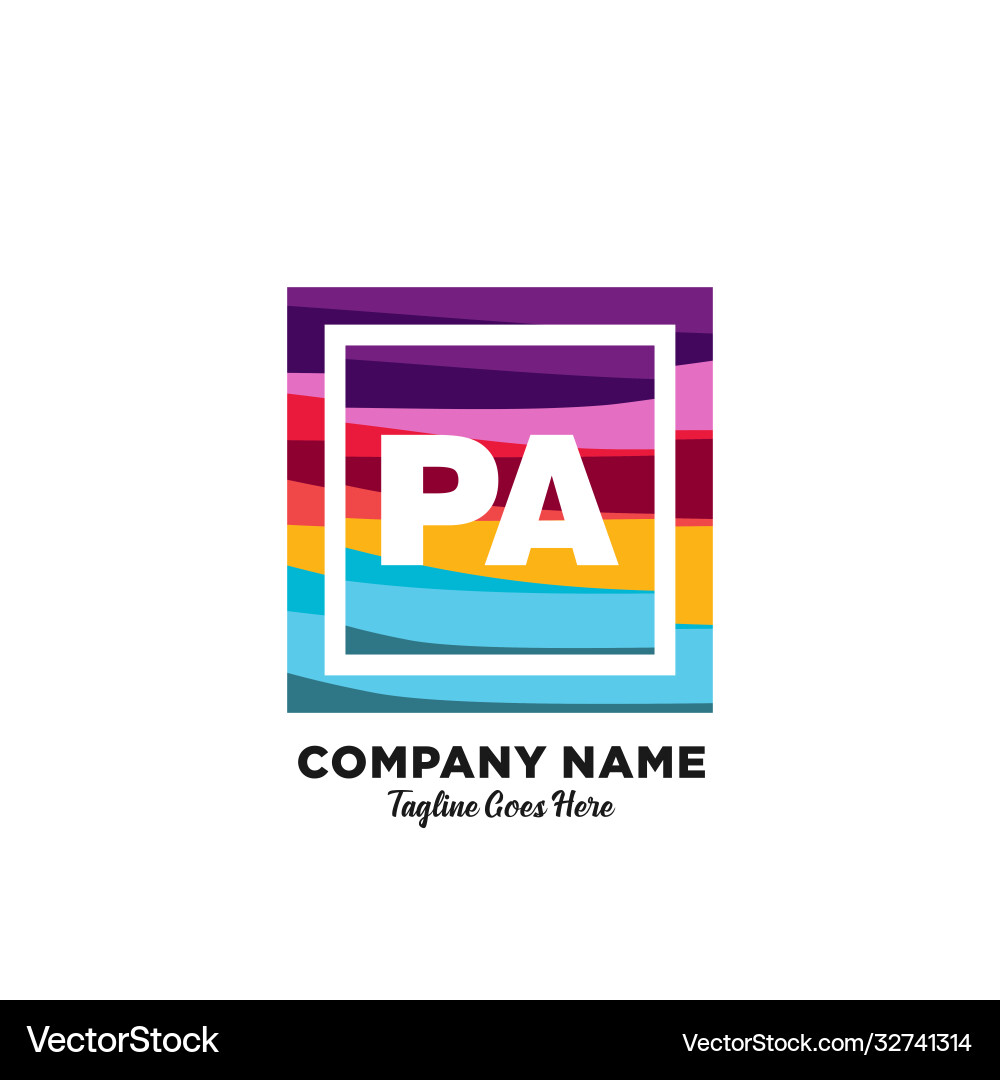 Pa initial logo with colorful template Pa initial logo with colorful template Vector Image