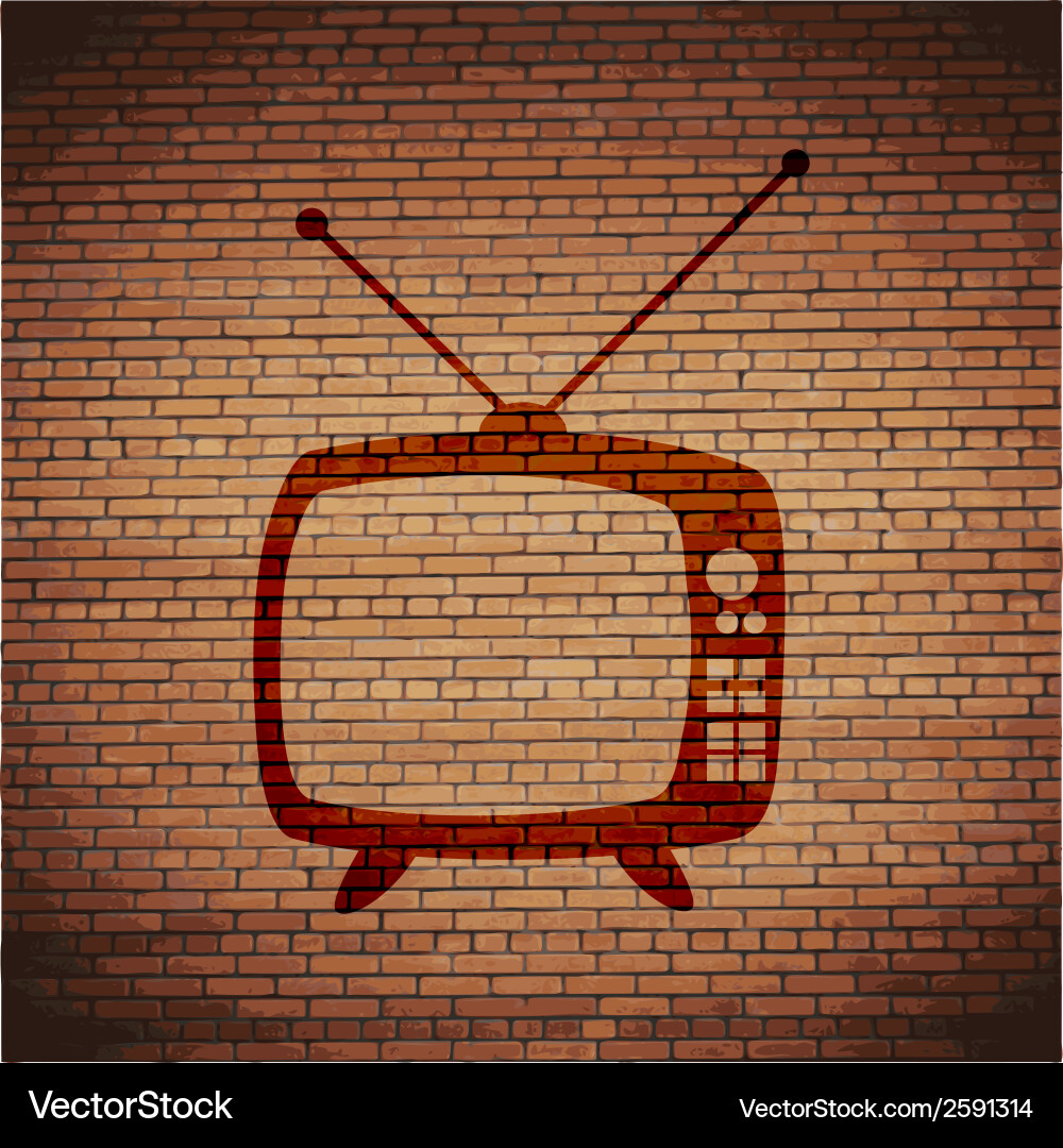 Retro tv flat modern web button and space for your Vector Image