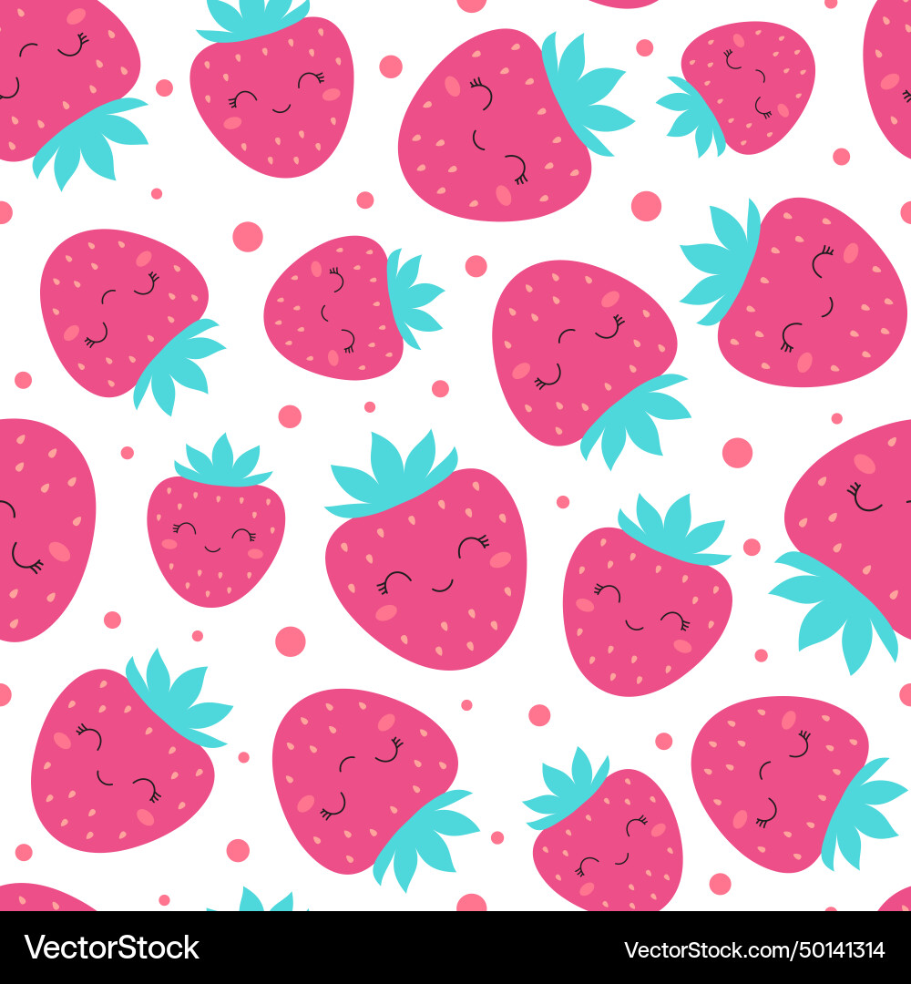 Seamless pattern with strawberry character Seamless pattern with strawberry character Vector Image