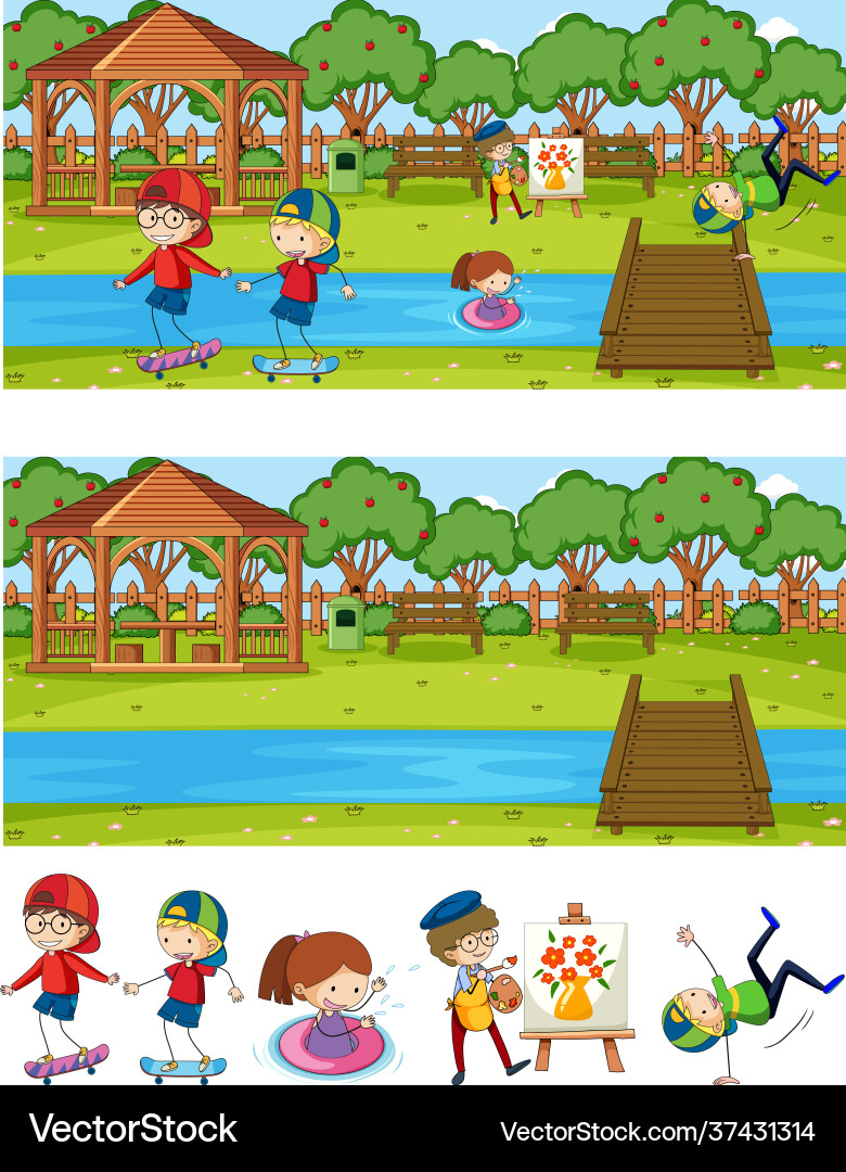 Set different horizontal scenes background Vector Image
