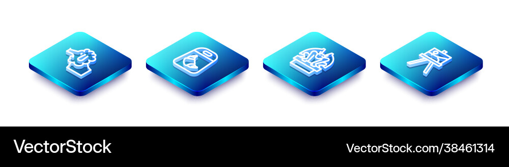 Set isometric line poodle dog croissant package Set isometric line poodle dog croissant package vector image