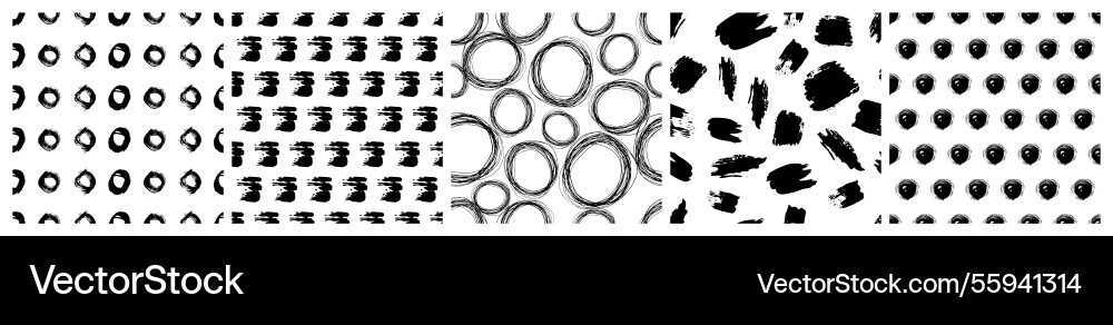 Set of seamless patterns with scribble smears Set of seamless patterns with scribble smears vector image