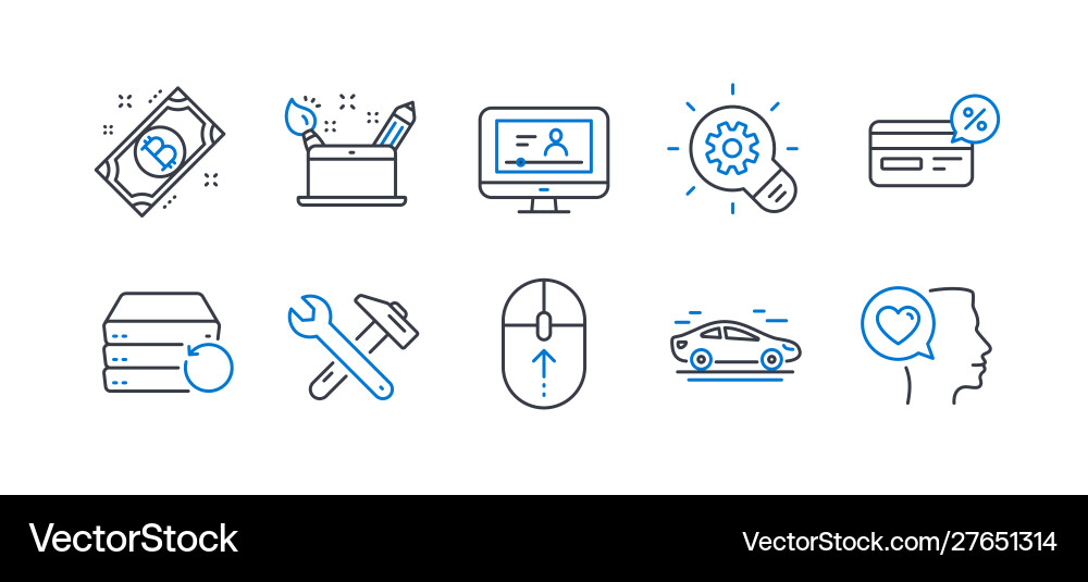 Set technology icons such as swipe up spanner vector image
